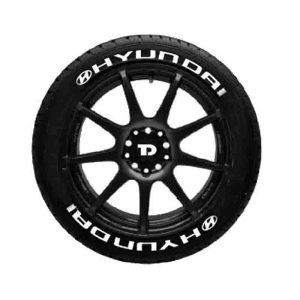 TYRE DÉCOR Customized Permanent Rubber Tyre 3D Stickers for Car Tyre_ (Sticker for 4 Tyres) - Custom Logo, White Color