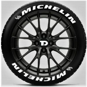Customized Permanent Rubber Tyre 3D Stickers for Car Tyre_ (Sticker for 4 Tyres) - 8DECALS (White)