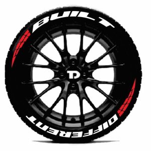 Custom Tyre Stickers (Create Your Own) Built Different & Red Arc, Stickers for 4 Tyres
