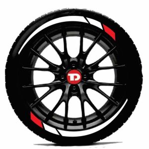 Customised Tyre Stickers for Tyres Design - Flare Arc & Small Strips (Stickers for 4 Tyres)