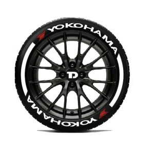 Customized Permanent Rubber Tyre 3D Stickers for Car Tyre Design - YOKOHAMA + Stripes White